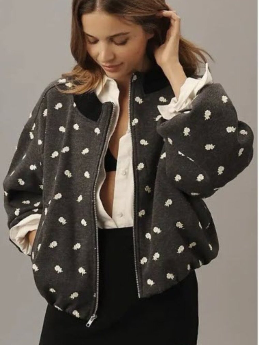 Anthropologie Maeve Embroidered Bubble Jacket